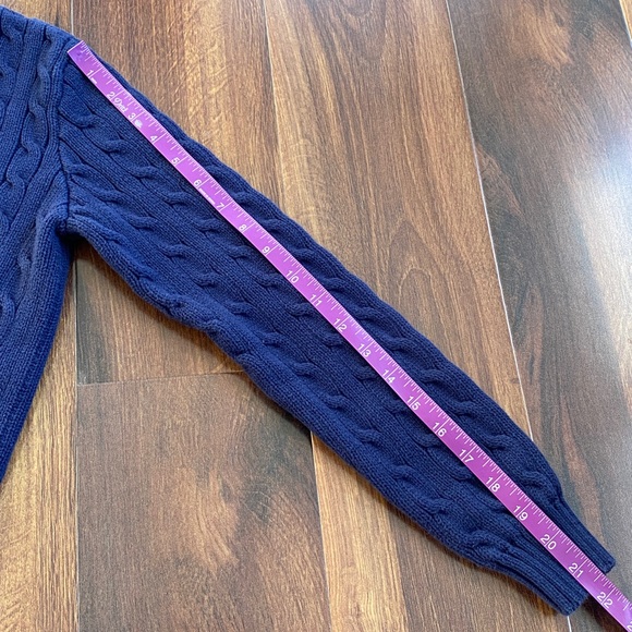 Ralph Lauren Cable Knit 100% Cotton Chunky Sweater Navy M - Picture 6 of 6